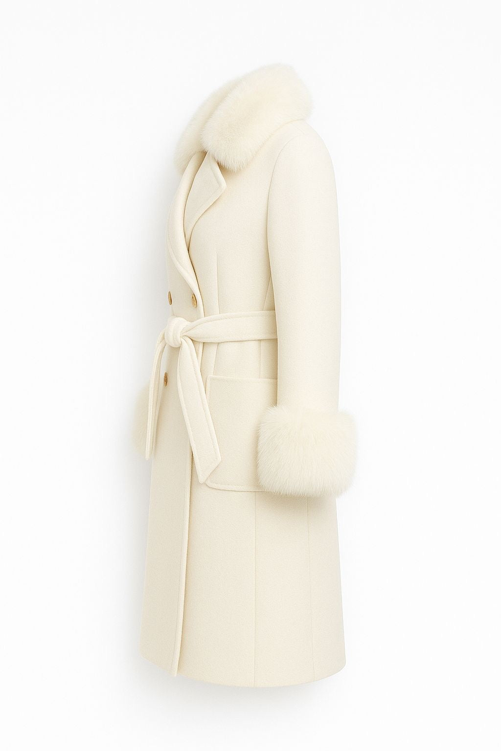 WOOL COAT WITH FOX FUR